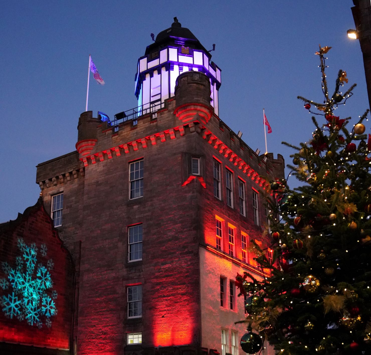 Outside of Camera Obscura & World of Illusions with Christmas decorations